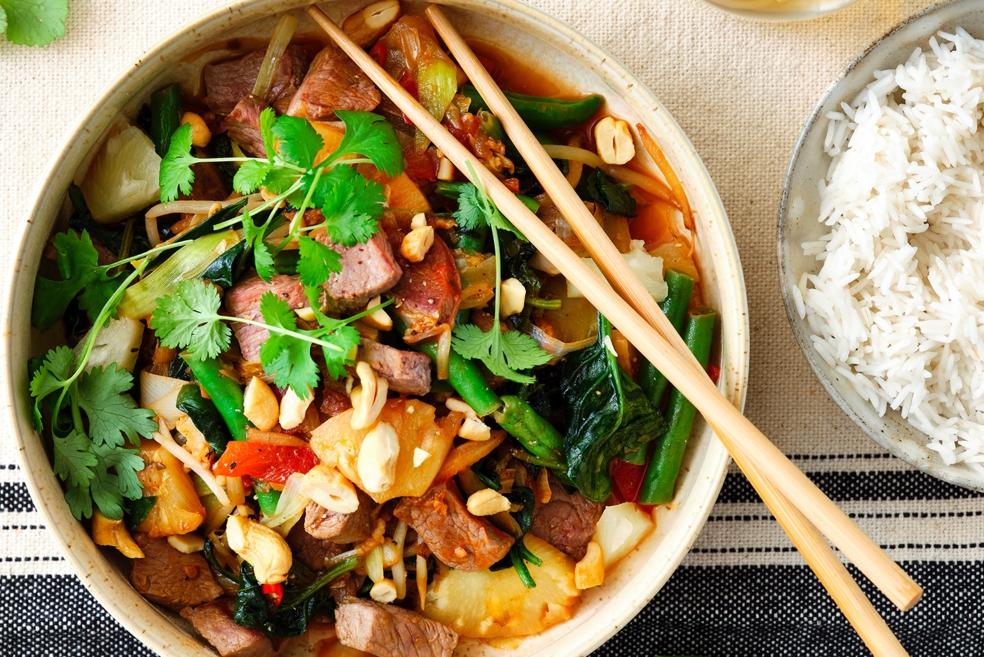 Zoetzure hindewok met rijst