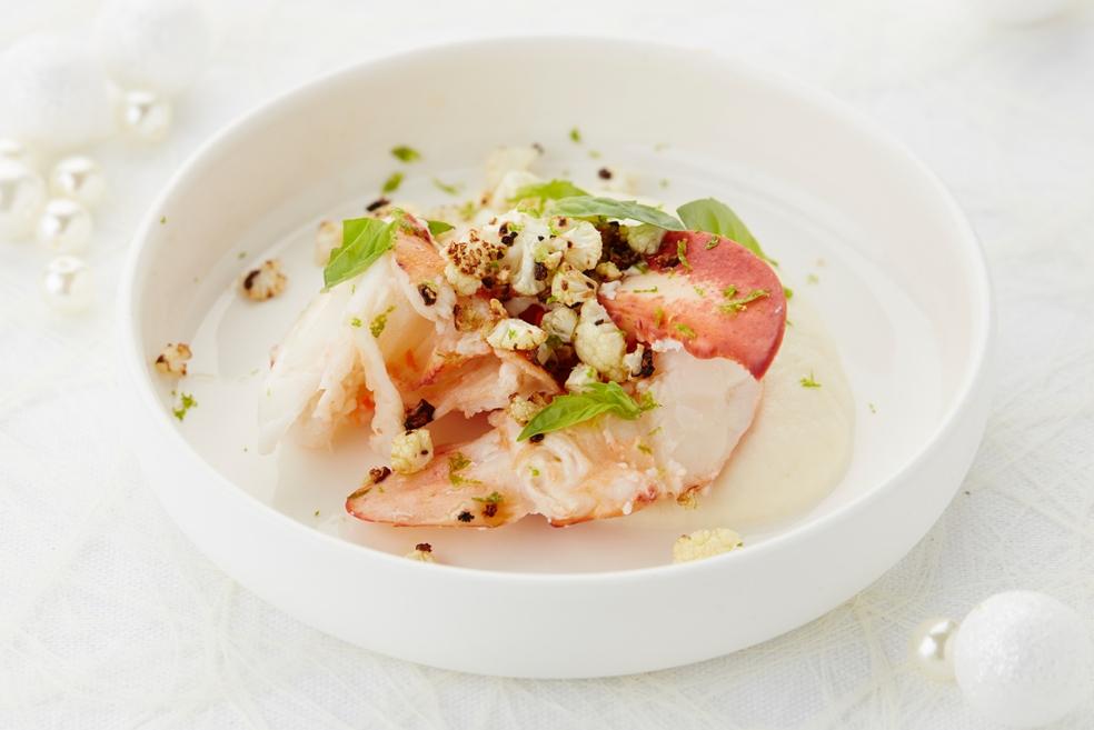 Kreeft met bloemkoolzalf en bloemkooltartaar