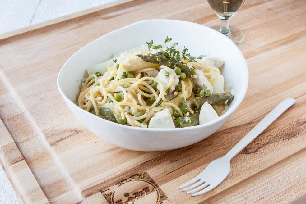 Romige pasta primavera