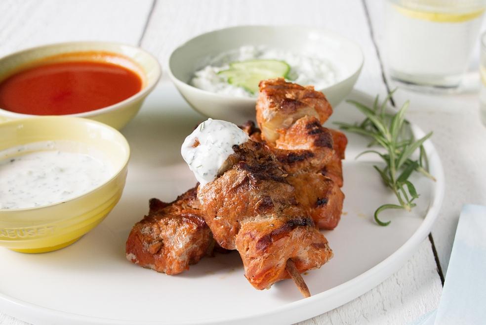 Varkensbrochettes met 3 light sausjes