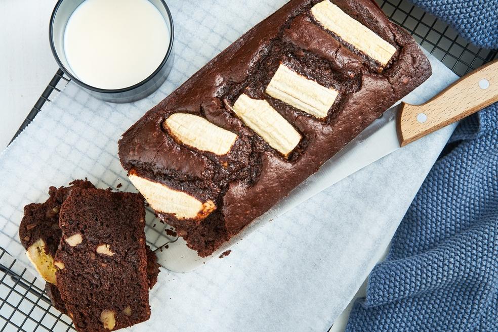 Chocoladecake met banaan