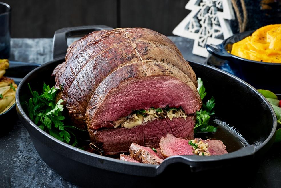 Hindegebraad met pompoenpuree en witloof