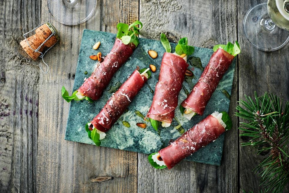 Black Angus Bresaolarolletjes met oude geitenkaas