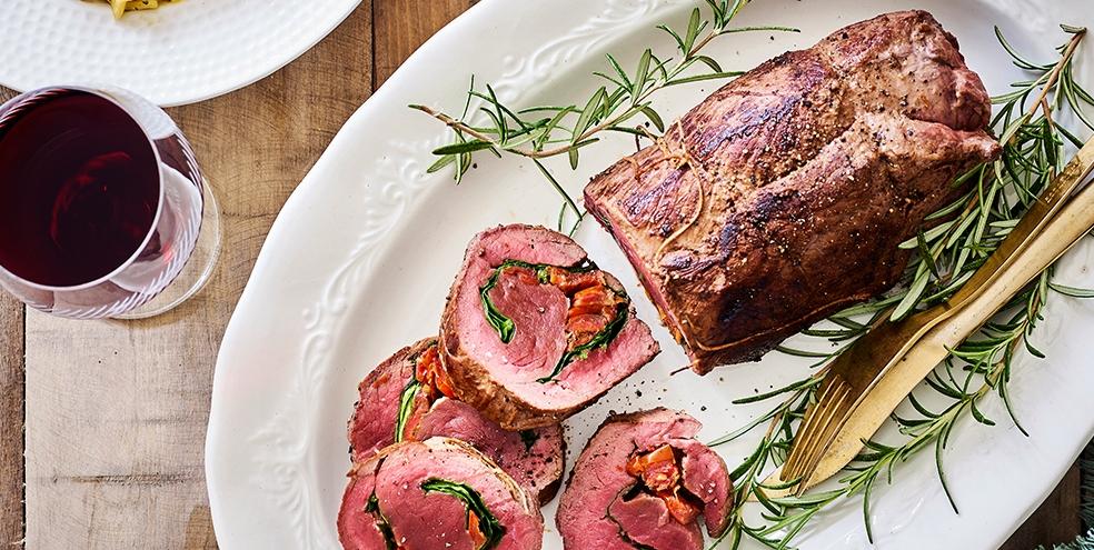 Gevuld hindegebraad met tagliatelle en parmezaansaus