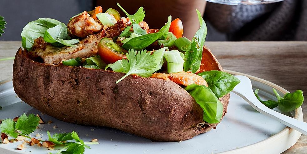 Gevulde zoete aardappel deluxe