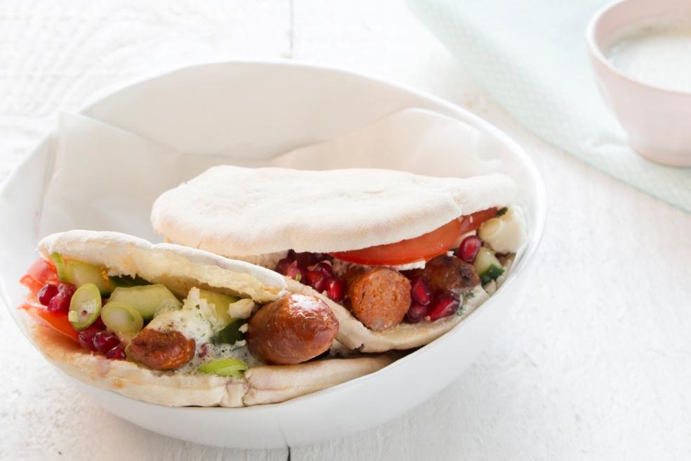Pita met lamsmerguez en feta