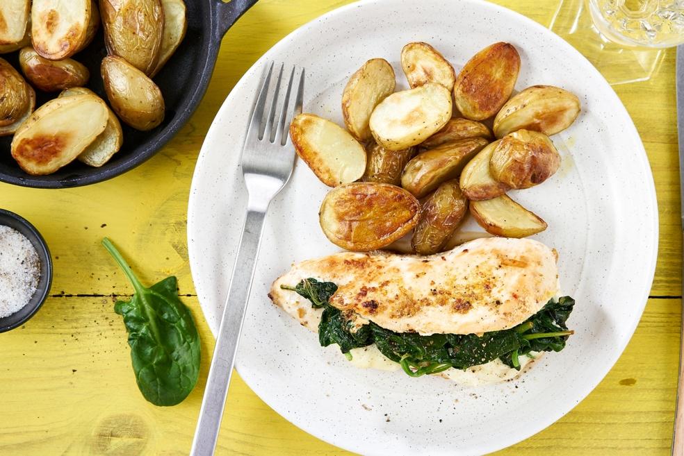 Gevulde kipfilet met spinazie en mozzarella