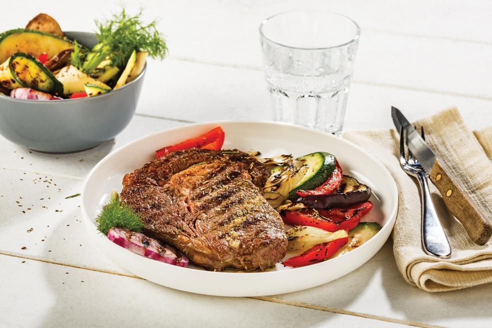 Entrecote met Italiaanse marinade en gegrilde groentjes