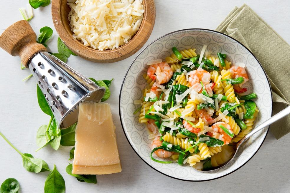 Pasta met scampi en mosterdsaus