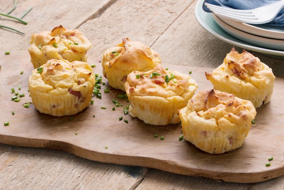 Aardappelmuffins met ham