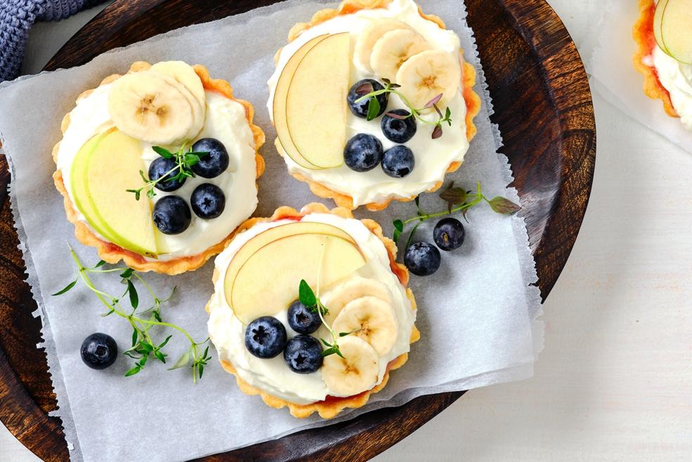 Mini fruittaartjes met platte kaas