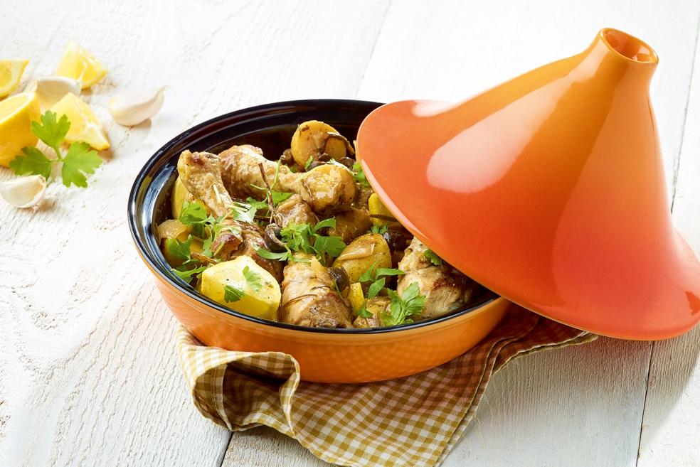 Tajine van kip met citroen en olijven