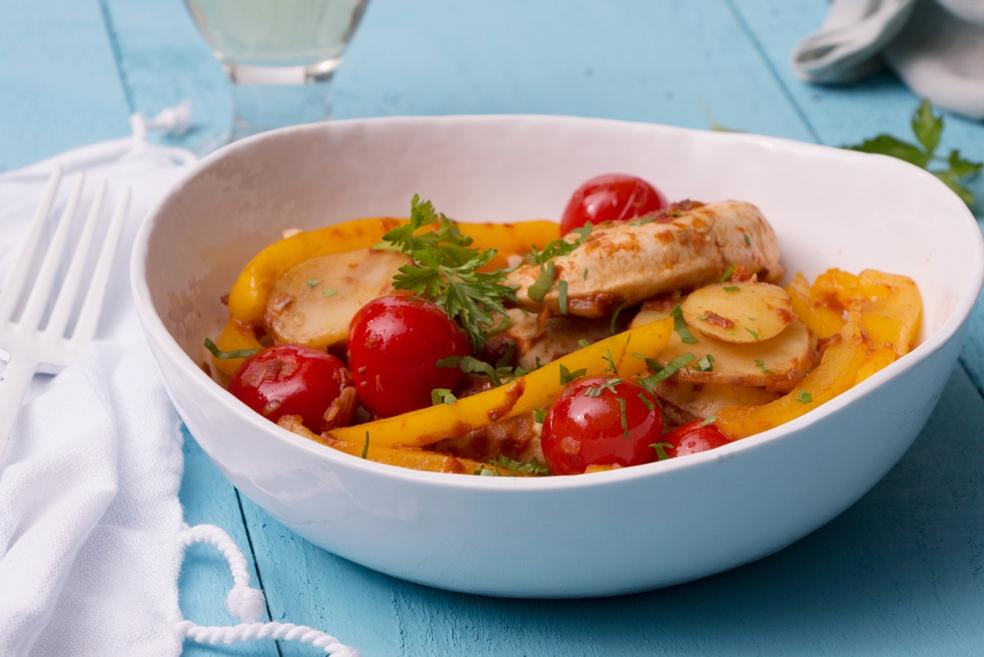 Zomerse wokschotel met kip