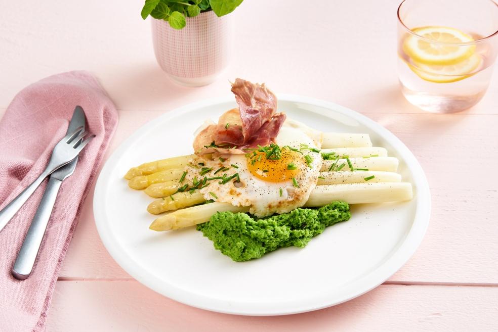 Erwtjespuree met asperges