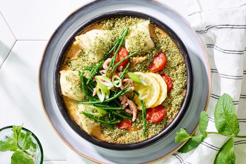 Vispannetje met peterseliekorstje