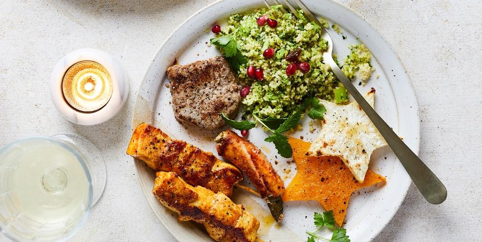 Teppanyaki met groentesterren en kruidencouscous