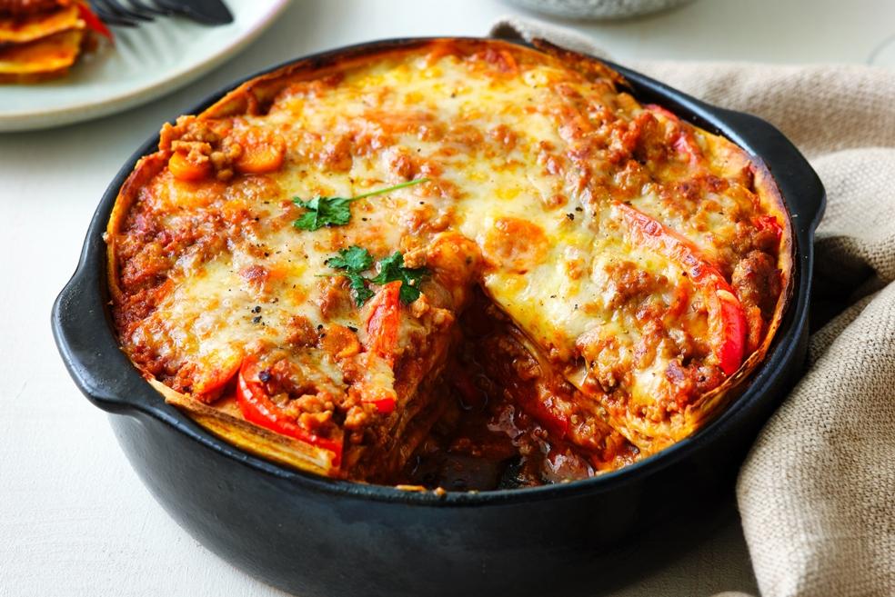 Taco lasagne met gehakt