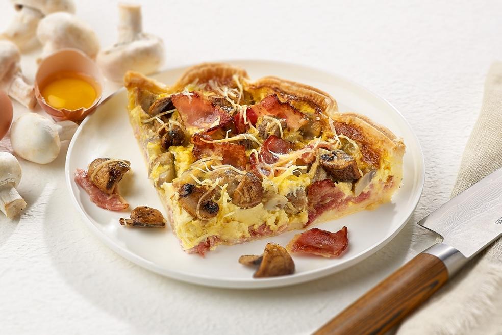 Quiche met spek en champignons