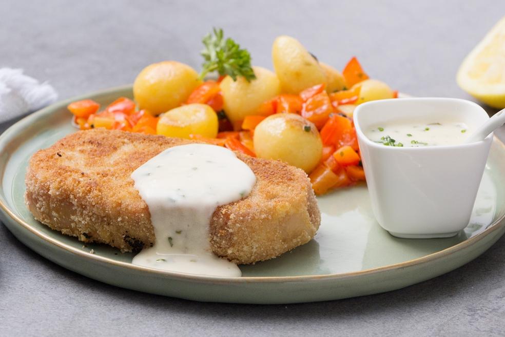 Gepaneerde Ardeense oesters met kruidensaus