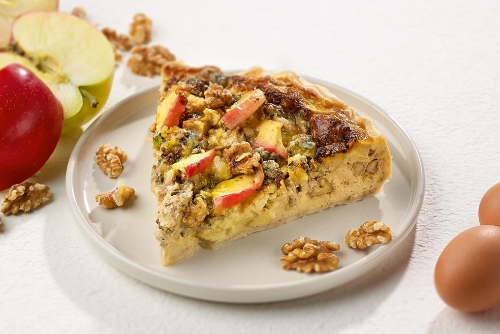 Quiche met Roquefort, appel en walnoot