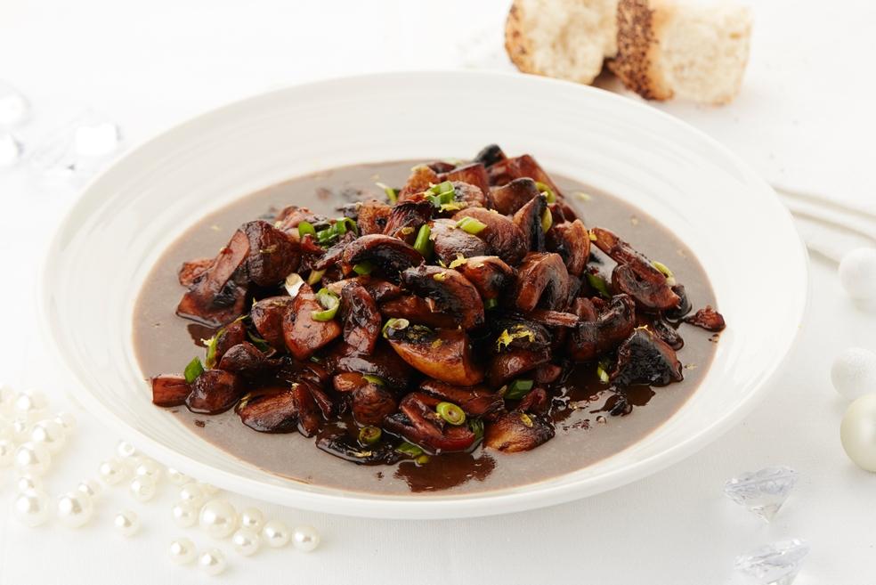 Gemarineerde champignons met porto, balsamicoazijn en citrus