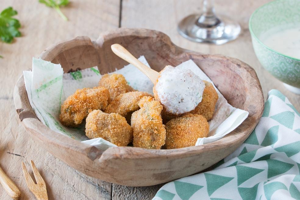 Gepaneerde Parijse champignons