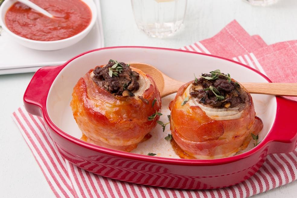 Gevulde uien met spek