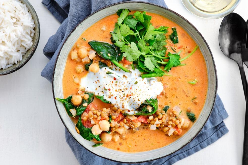 Pittige dahl met rijst