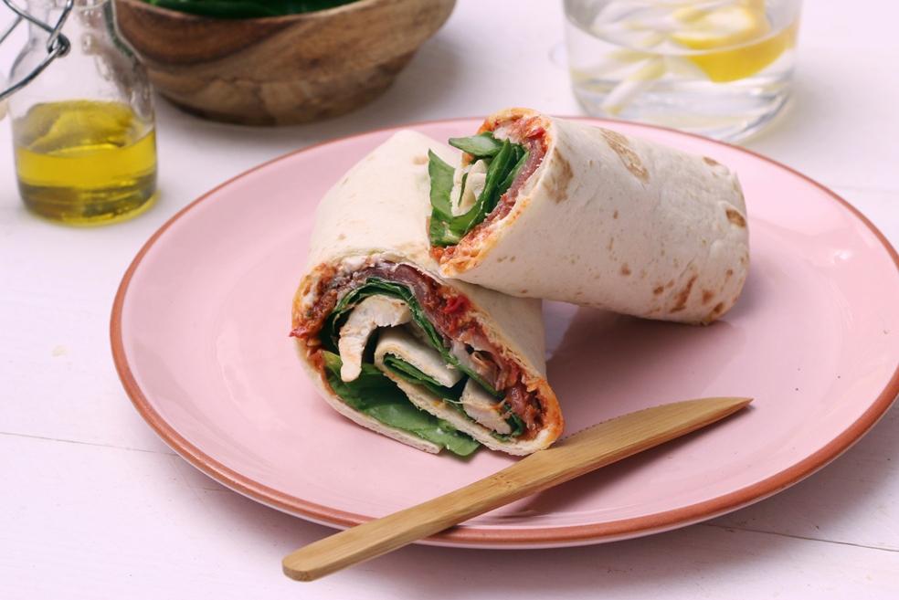 Wraps met spinazie en kruidenkaas