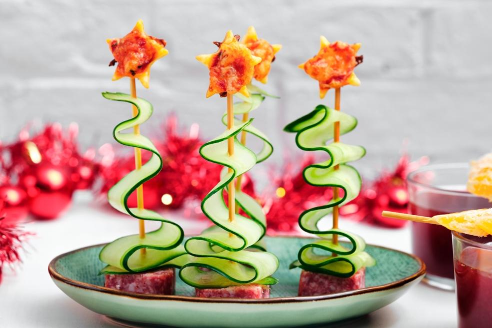 Eetbaar kerstboompje met mandarijnenpunch