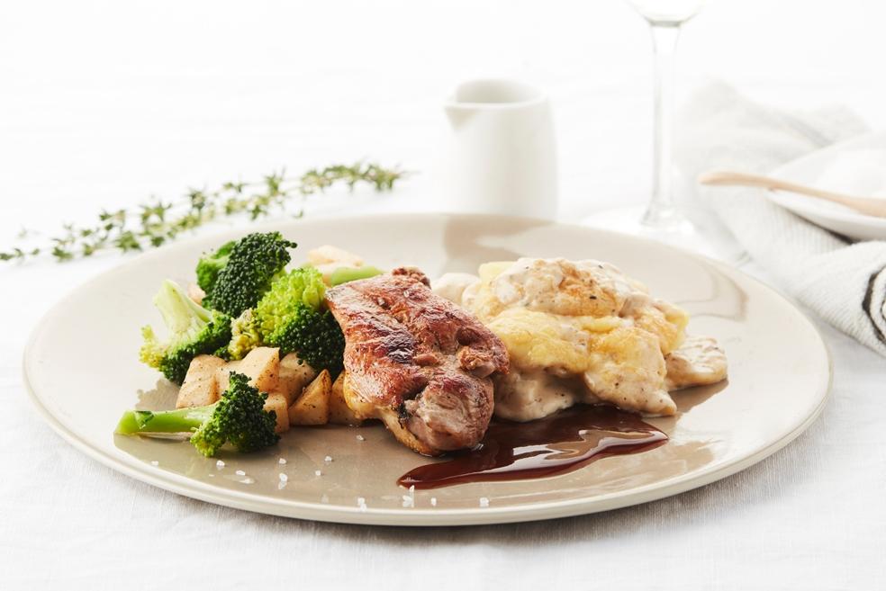 Fazantfilet met truffelgratin, broccoli en aardpeer