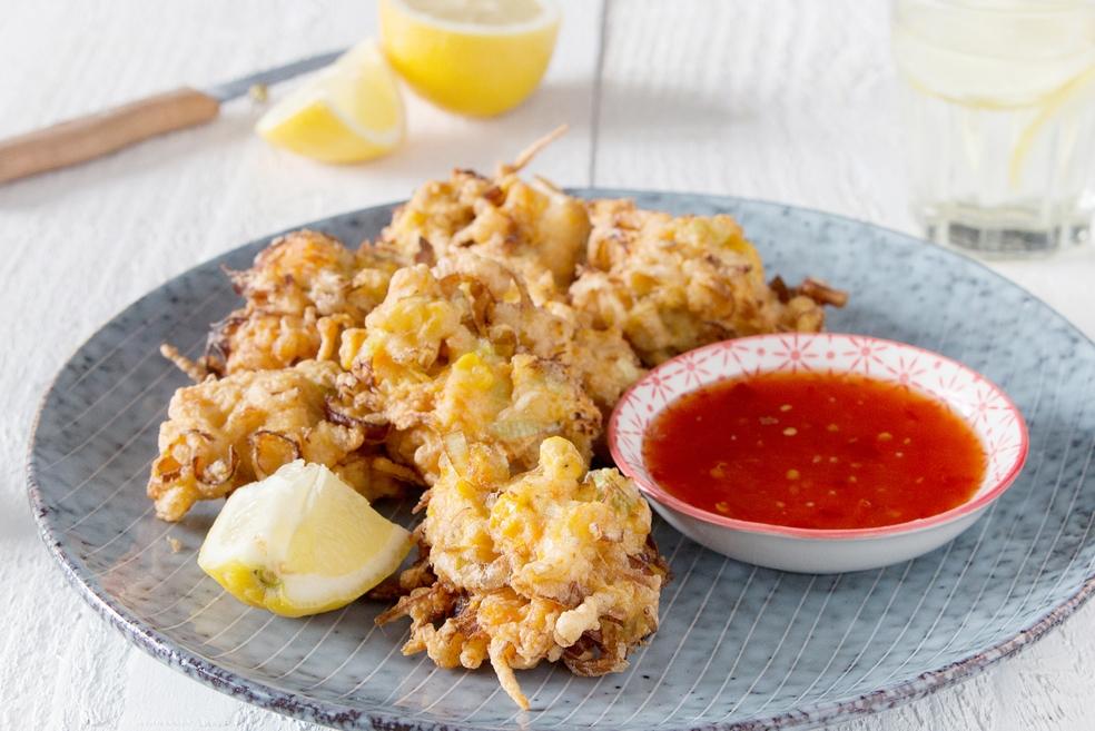 Beignets van roze garnalen