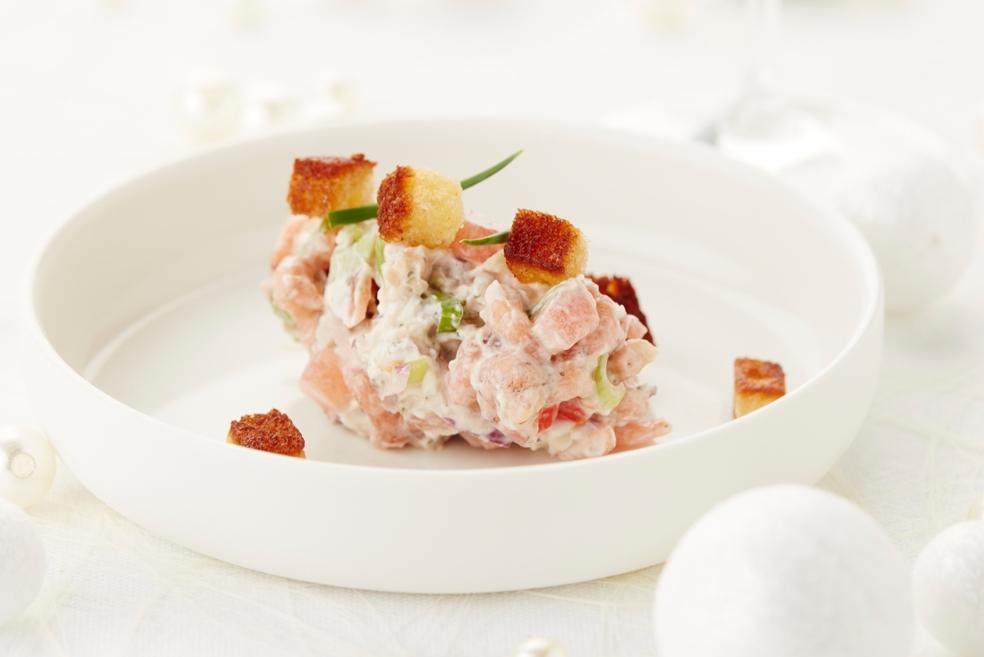 Tartaar van tomaat met grijze garnalen