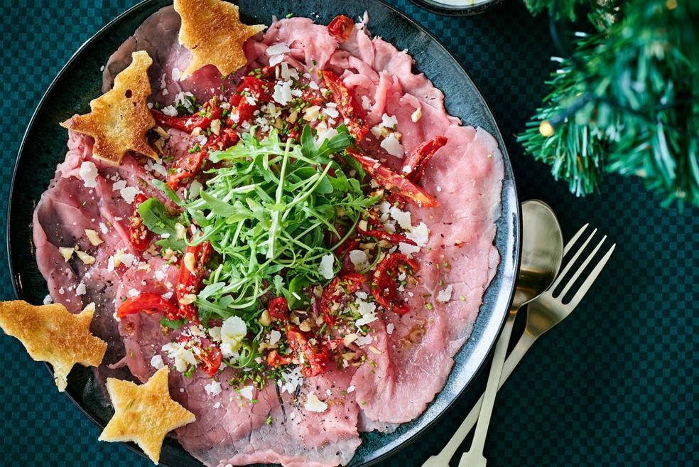 Carpaccio van rosbief en citroenmayonaise