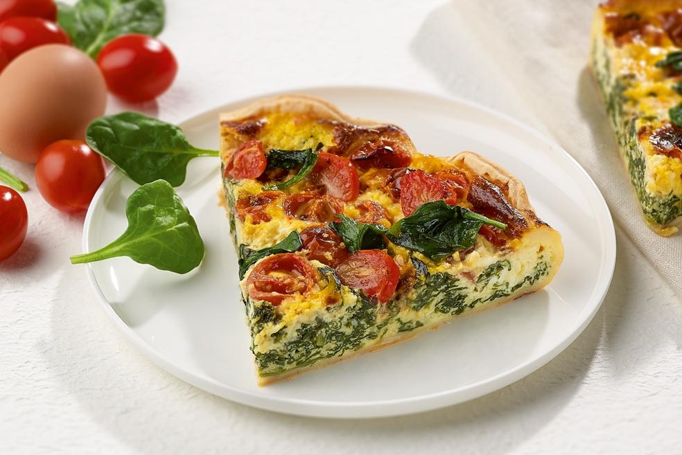 Quiche met ricotta, spinazie en tomaat
