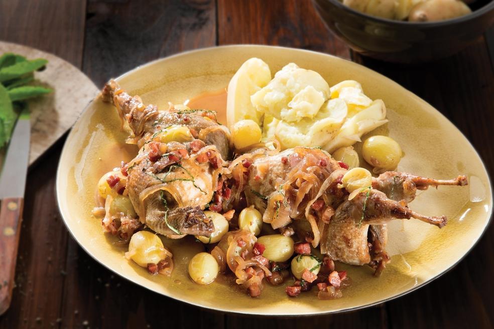 Kwartel met druifjes