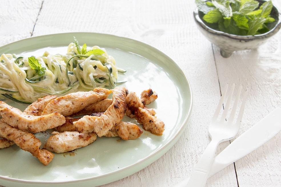 Kalkoenlapjes met courgetti