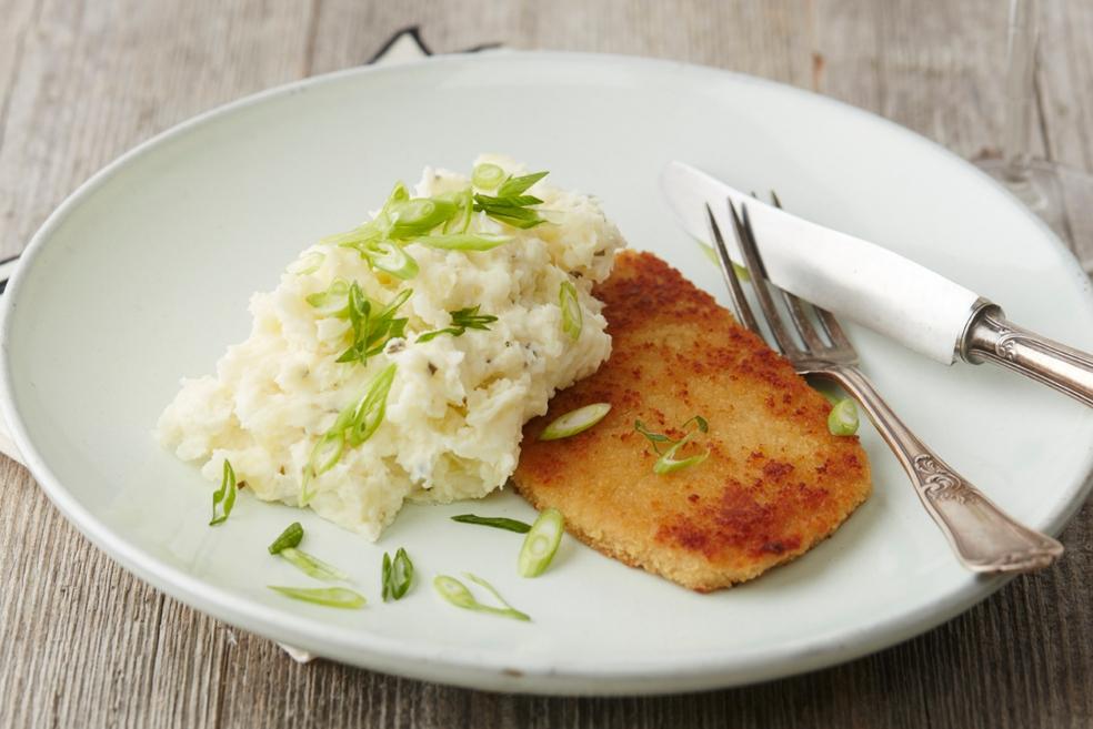 Stamppot met spitskool en groenteschnitzels