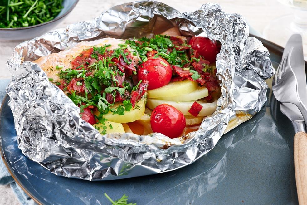 Zalmpakketjes met venkel en chorizo