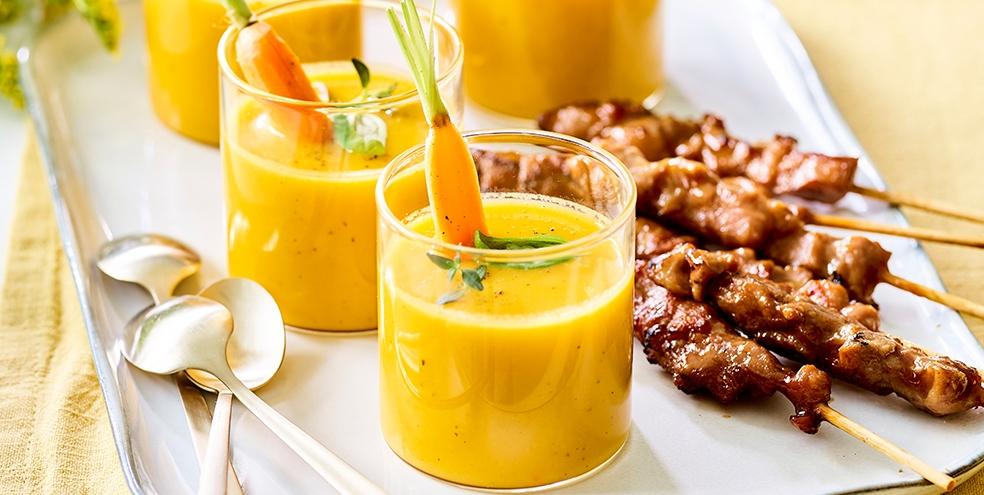 Worteltjesvelouté met yakitori