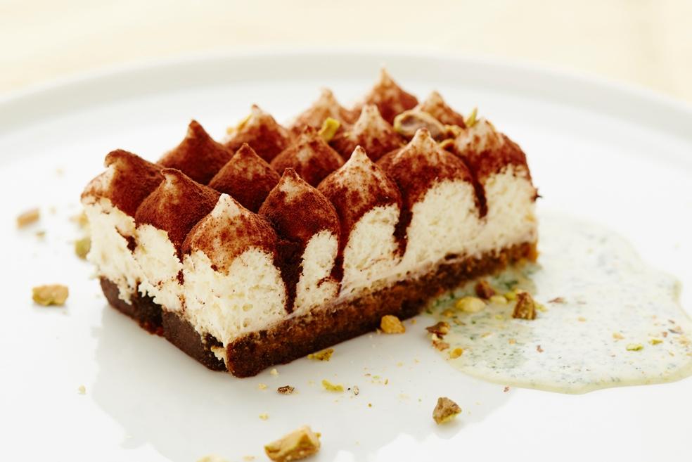 Tiramisu met wittechocolade-pistachecrème