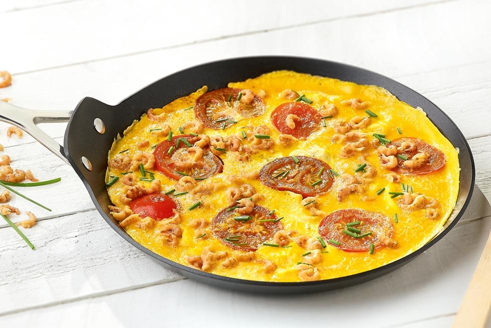 Omelet met biogarnalen
