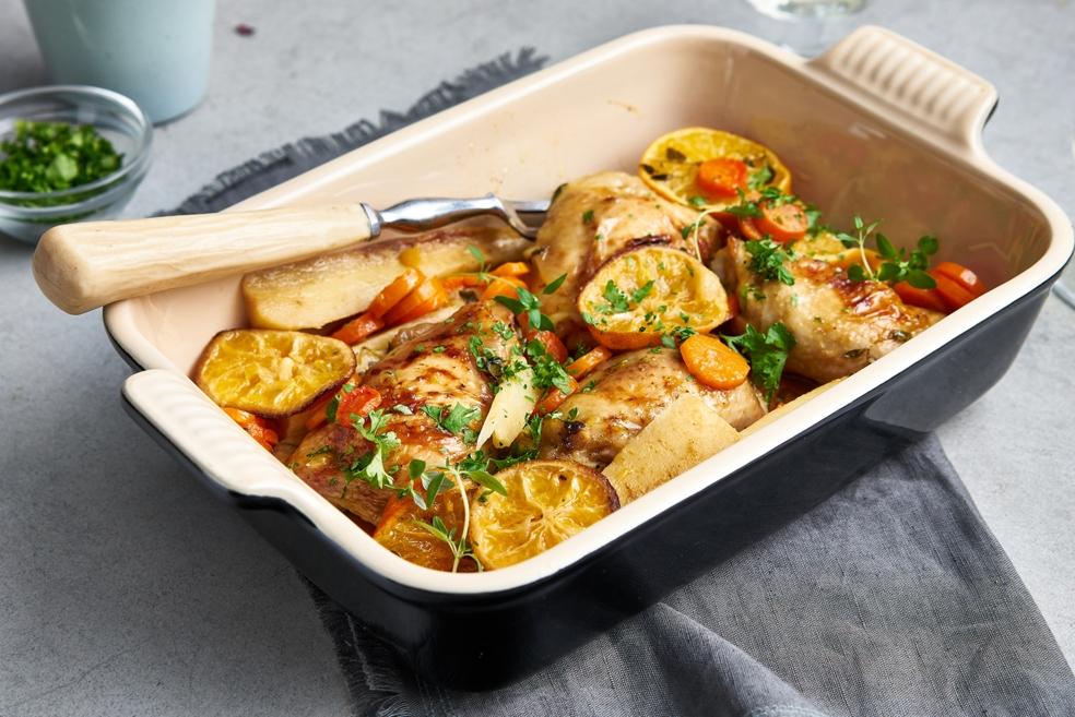 Kippenstoofpotje met clementines