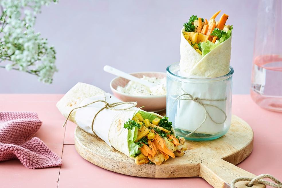 Fancy currywrap met parelhoen