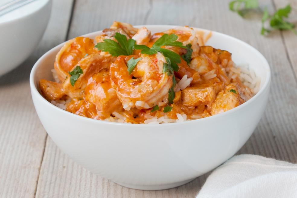 Scampipannetje met zalm