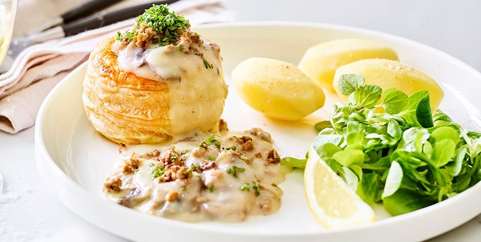 Vegan vol-au-vent met patatjes