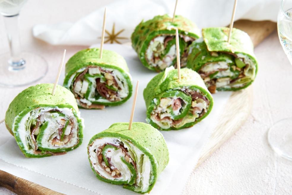 Spinaziepannenkoekjes met serranoham