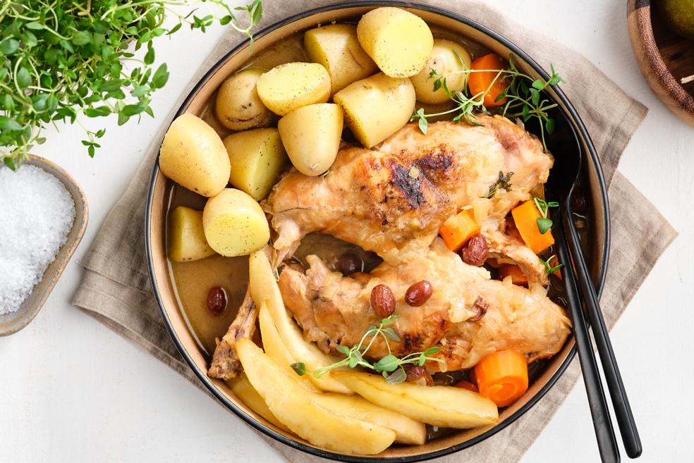 Konijn met peren en bruin bier