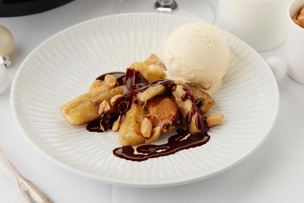 Gebakken bananen met chocolade