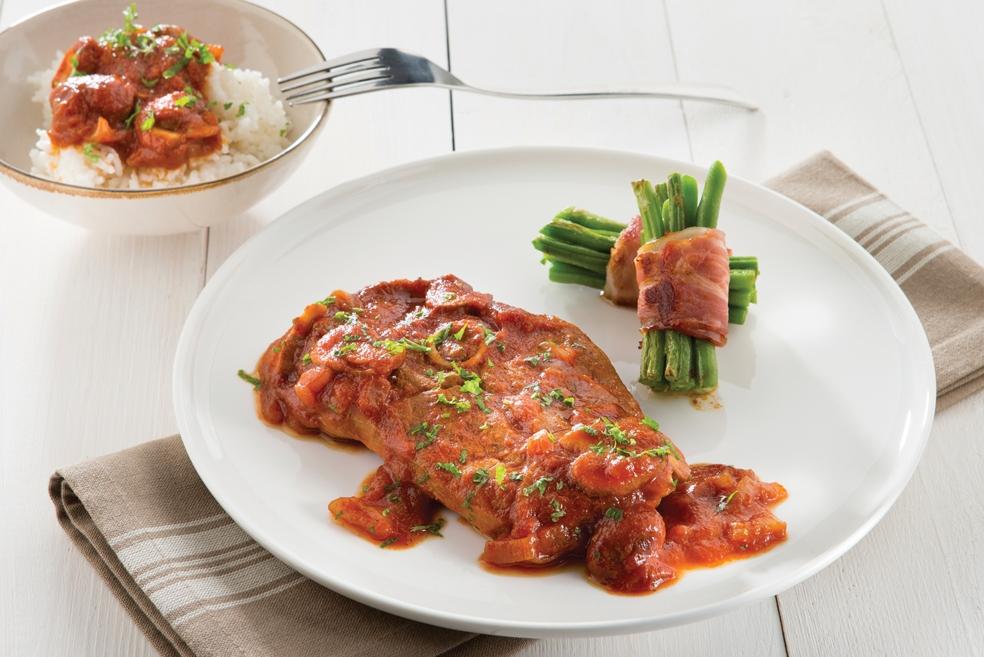 Lamsboutsnede in Italiaanse tomatenstoof